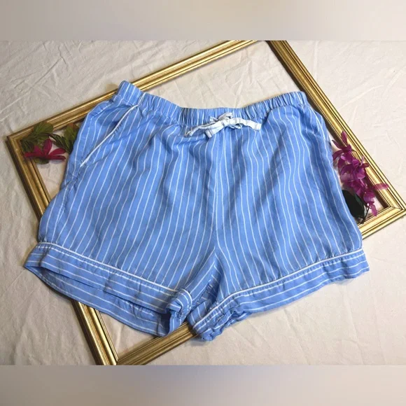 Stars Above Light Blue Striped Lounge Pajama Shorts - Picture 2 of 4